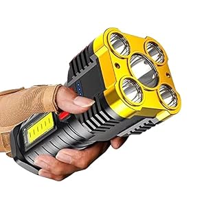 Five-Nuclear Explosion Led Flashlight, Torches Led Super Bright Rechargeable Strong Light Multifunctional Portable Handheld Led Spotlight Flashlight with 4 Lighting Modes for Outdoor, Camping