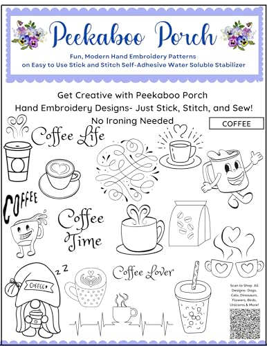 Image of Coffee Lovers Water Soluble Embroidery Patterns on Sulky Water Soluble Stabilizer for Hand Embroidery