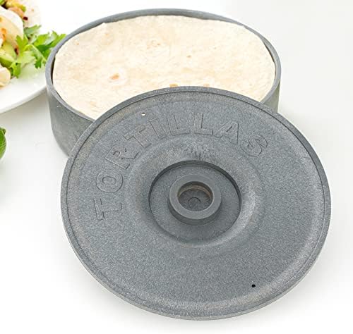 Restaurantware 8.5 x 2.3 Inch Tortilla Warmer 1 Microwavable Tortilla Holder - Lid Included Insulated Gray Plastic Tortilla Keeper Tortilla Server For Homes and Restaurants Durable