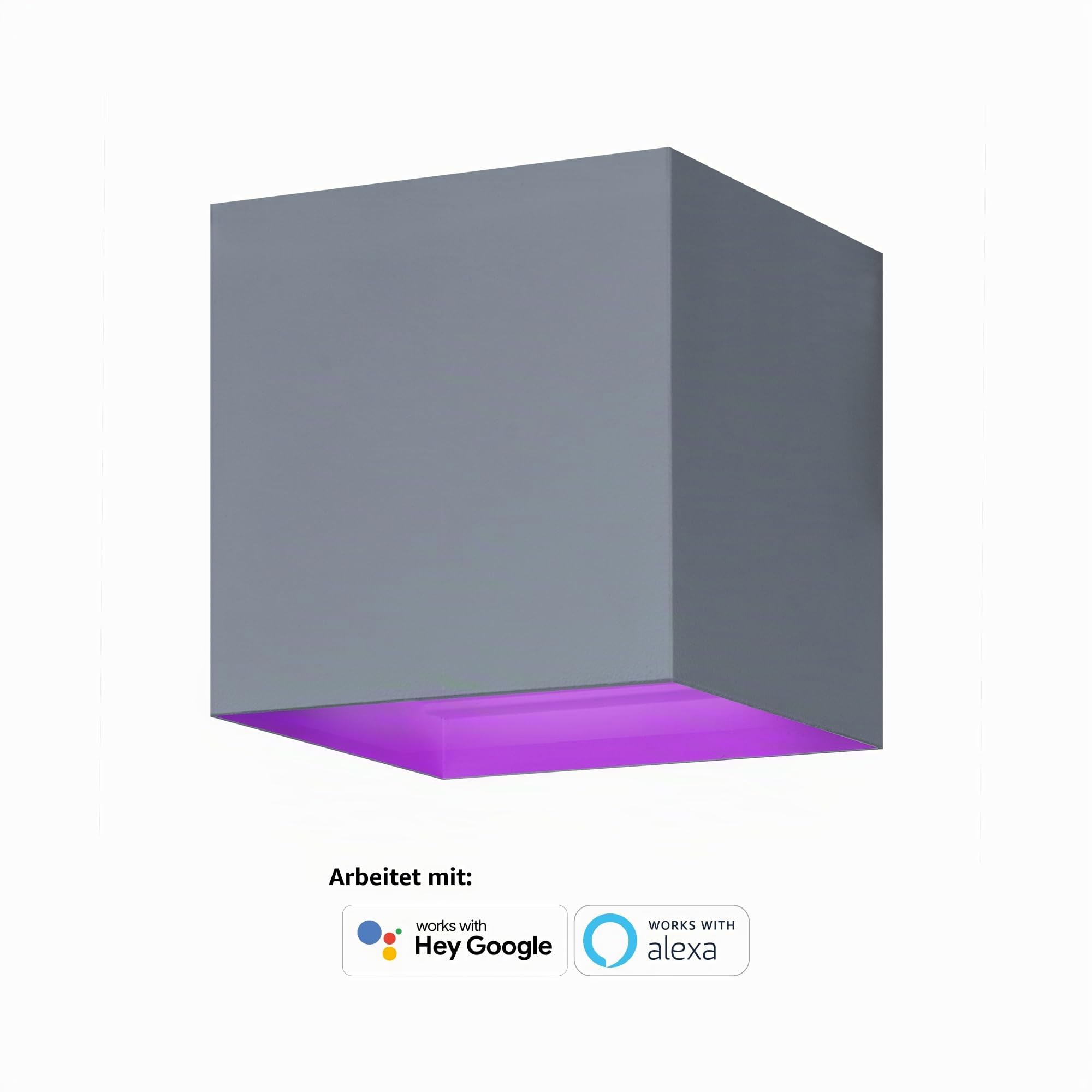 Hombli Smart LED Wandleuchte für innen und außen - dimmbarer Lichtwürfel modern, Abstrahlwinkel einstellbar, WiFi-, Bluetoothfähig, RGB, CCT - Grau | App-Steuerung, innen und außen, dimmbarer Lichtwürfel modern, Bluetoothfähig, niederländische Marke für d