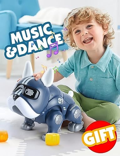 Blue Robot Dog Toy Robotic Puppy Dog for Kids, Electronic Pets Bulldog for Kids 3-8, can Dance and LED Eyes, act Like a Real Dog, robo Dog Gifts and Kids Mate 3 51XmPLFl3wL. AC