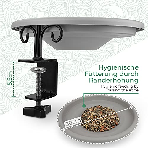WILDLIFE FRIEND Vogelbad, hangend voor balkonleuningen, vorstbestendig, vogelbad, balkon, (diameter 30 cm), XL vogelbad tuin voor wilde vogels, waterbad voor vogels - Image 7