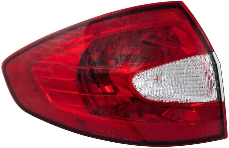 KarParts360 For Ford Fiesta 2011 2012 2013 Tail Light Driver Side | Red and Clear Lens | On Body | With Bulb | Sedan | Replacement For FO2804105 | BE8Z13405A