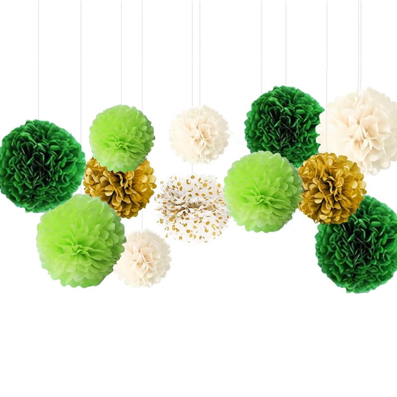 Paquete de 12 Pompones Decorativos Para Fiestas 5 Colores Pompones de Papel de Seda 3 Tamaños Adornos con Decoración de Boda con Pompones Adecuado Para Bodas Decoración de Fiestas de Cumpleaños