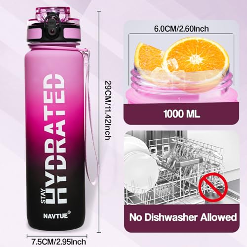 Image of Water Bottle 32 oz Motivational Time Marker Tritan Bottle