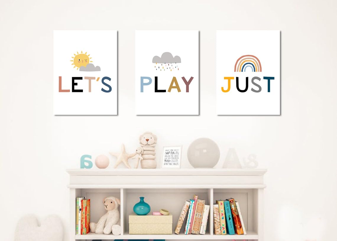 Letrero de sala de juegos, decoración de pared de sala de juegos, letrero de juego para pared de sala de juegos, arte de pared para sala de juegos, carteles de Let's Just Play, arte de pared para