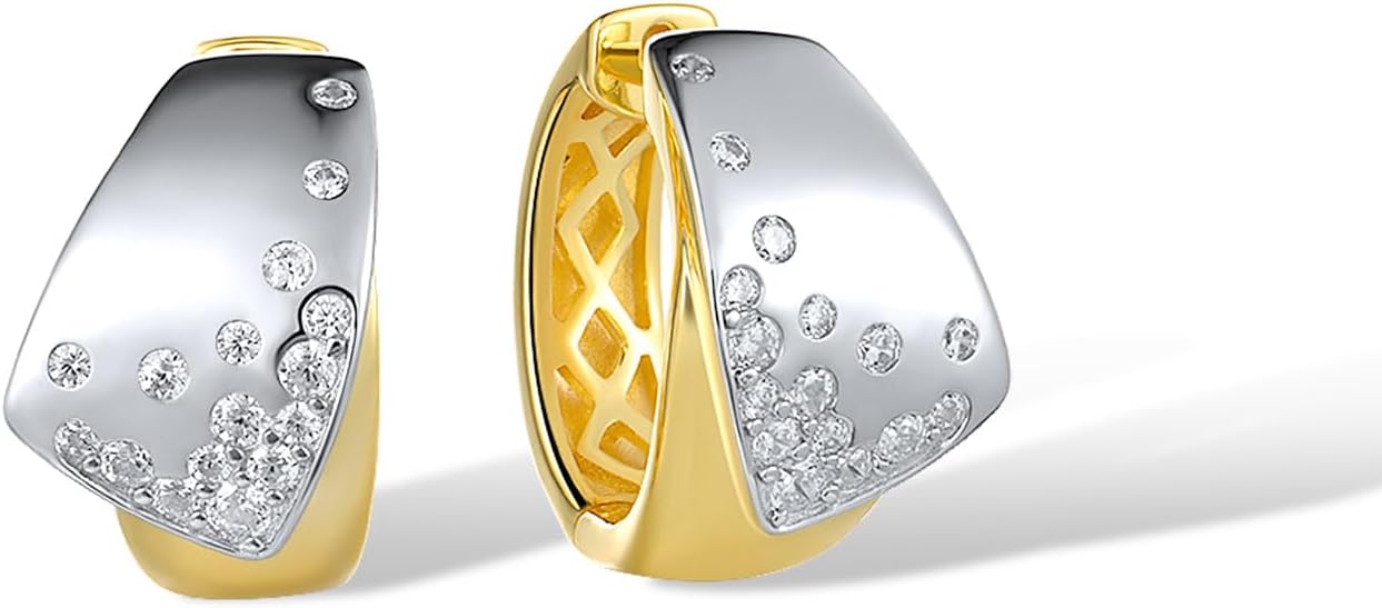 Santuzza 925 Sterling Silver Modern Minimalist Geometric Hoop Earrings for Women