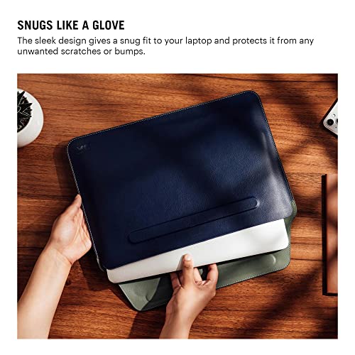 DailyObjects Snap On Envelope Sleeve for MacBook Air/Pro 13 Inch | Solid Space Blue Lightweight Faux Leather for Laptops & iPads | Flip Top... - Image 5