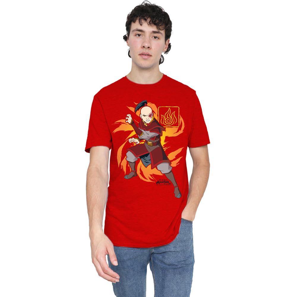 Nickelodeon Men's Red Avatar The Last Airbender Zuko Flame Burst T-Shirt in Size 2XL, Sports Direct