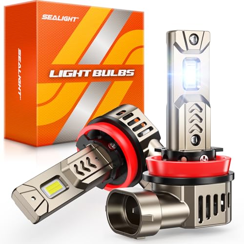 Image of SEALIGHT Upgrade H11 /H8 /H9 Light Bulb, 1000% 45000LM Super Bright 6500K Built-in Driver, H11 Bulb 360 Adjustable Plug-N-Play, IP68 Waterproof, Pack of 2