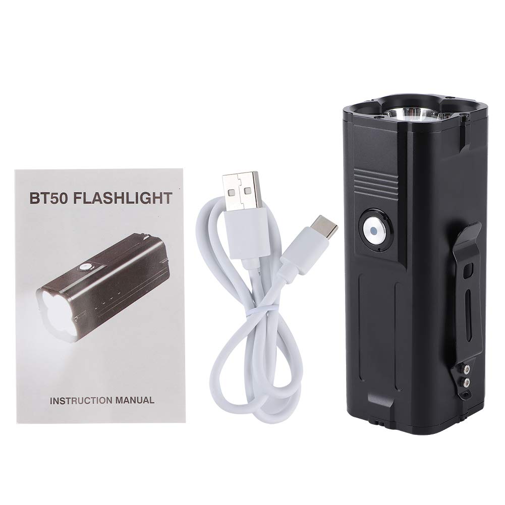 Lampe de poche LED 80W rechargeable USB en alliage d'aluminium puissante avec batterie 12800mAh