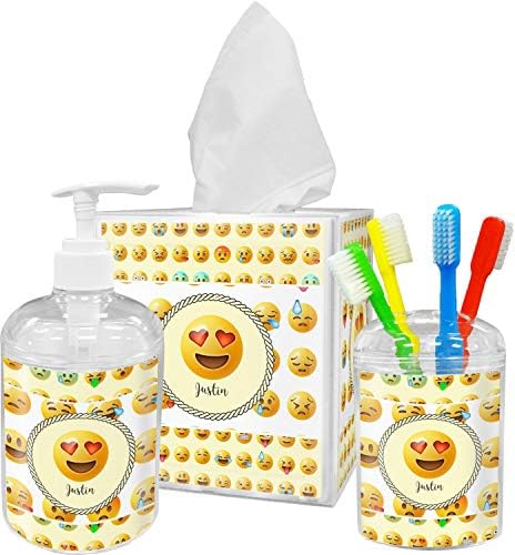 RNK Shops Emojis Acrylic Bathroom Accessories Set w/Name or Text