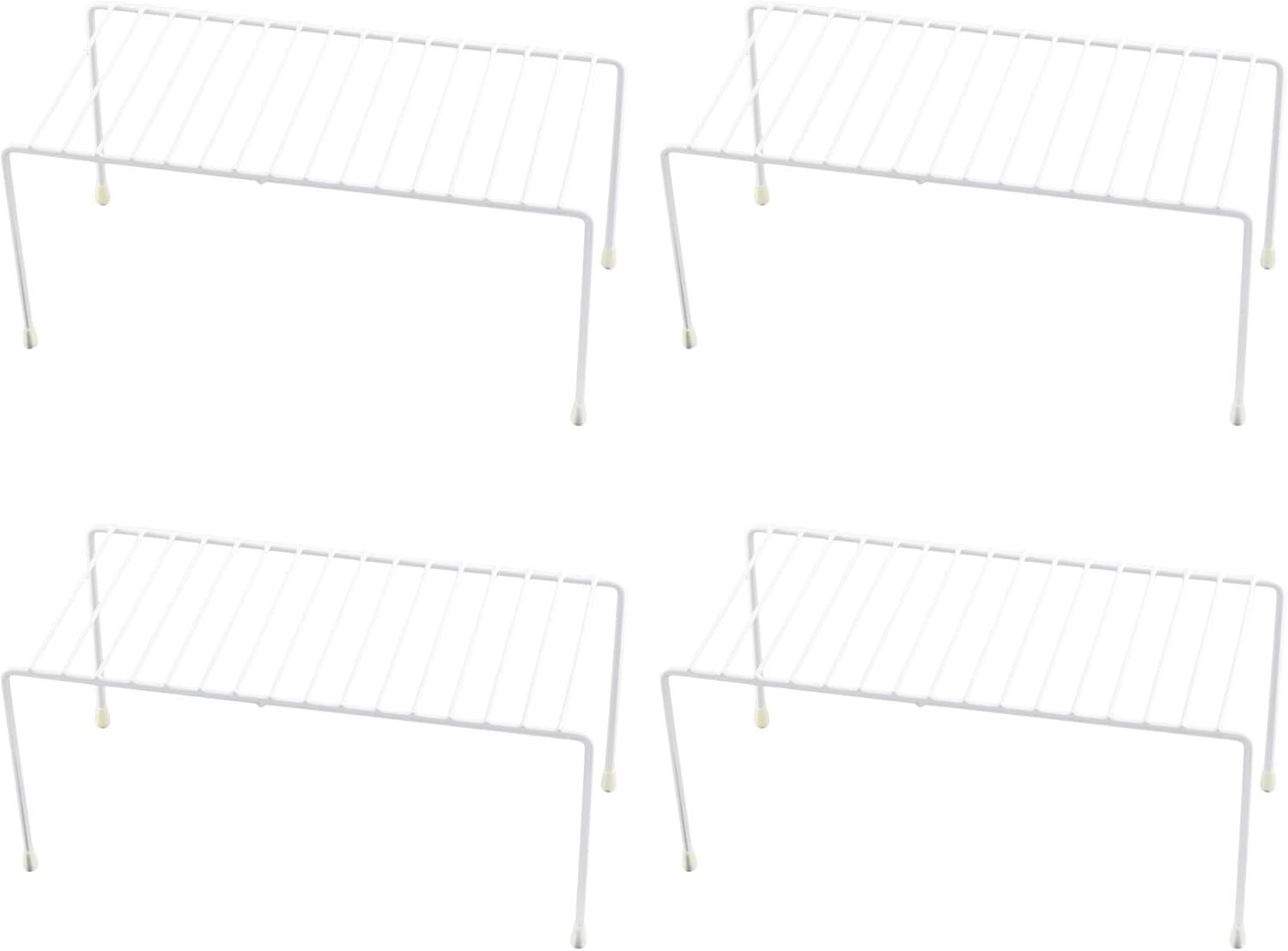 YBM HOME White Wire Cabinet Helper Shelf Organizer and Storage Rack Helper for Kitchen, Expandable Kitchen Counter and Cabinet Shelf (4, 11" L x 5" W x 5" H)