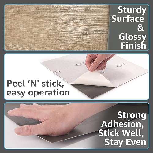 Image of Art3d 30-Pack Peel and Stick Vinyl Floor Planks, 12 inch x 12 inch, Light Brown Ash