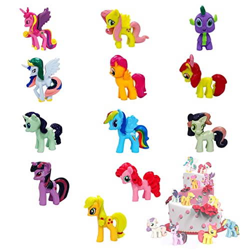 12 Piezas Unicornio Cake Topper Figuras, Juego de tarta mini unicornio, Cake Topper Unicornio Decoración, Decoración de Juguetes para Tartas para Cumpleaños Decoración de la Torta del Banquete de Boda