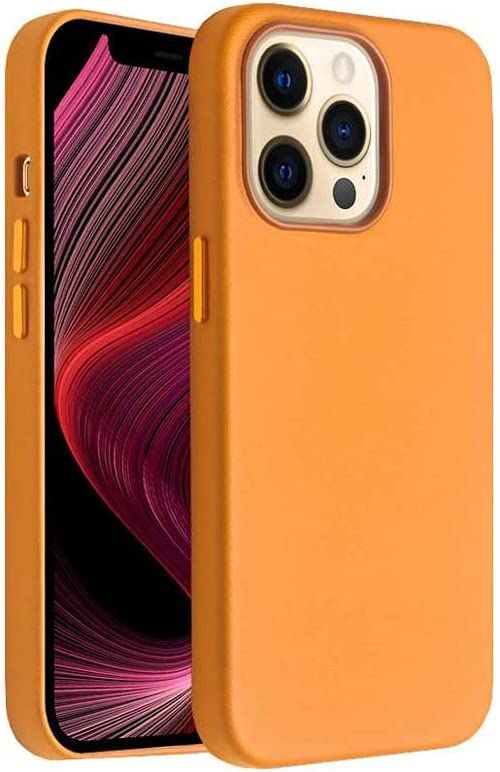 Étui cuir Apple iPhone 13 Pro Max orange idée cadeau chic et utile