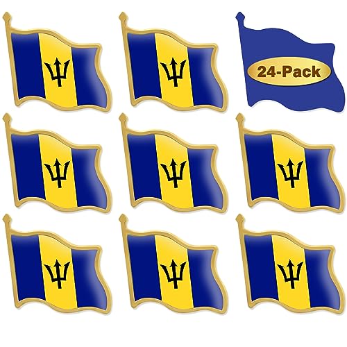 Image of 12 /24 /50 /100Pcs Barbados Flag Lapel Pins Bulk - Metal Barbadian Brooch Badge Souvenir For Men Women Clothes Bags Hats