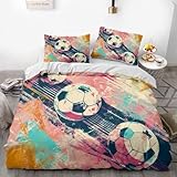 BSYYZQC Funda Nórdica Cama 150 Mancha Funda de Edredón 240x220 FúTbol Americano Juego de Funda Nórdica de Microfibra Suave con Cremallera y 2 Fundas de Almohada 50x75
