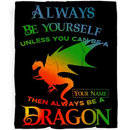 Personalized Dragon Blanket Gifts for Boys Girls,Dragon Custom Name Baby Blanket Wild Animal Personalized Nursery Swaddling Blankets Cartoon Dragon Nameized Baby Throw Blanket for Swaddle Stroller