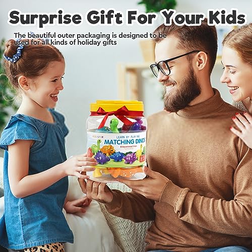 Image of Montessori Matching Dinosaurs Toy, Color and Shapes Recognition, Snap and Pattern Match Game Preschool Learning Toys Homeschooling Class Activity Teaching Tool, Birthday Gift for Kids boys & Girls