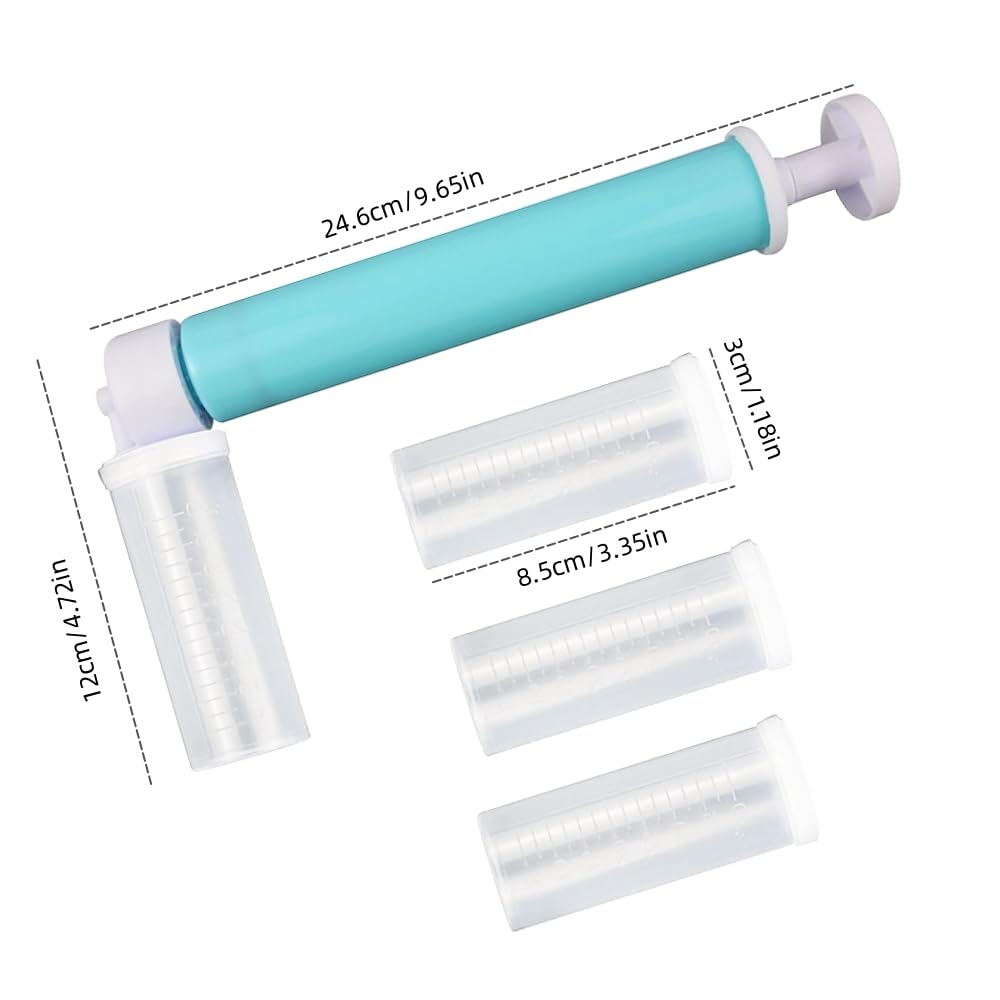 Manual Airbrush for Cake Decorating, Plastic DIY Baking Tools Kit With 4pcs Spray Tube for Kitchen Decorating Cupcakes, Cookies and Desserts, Pink+Blue
