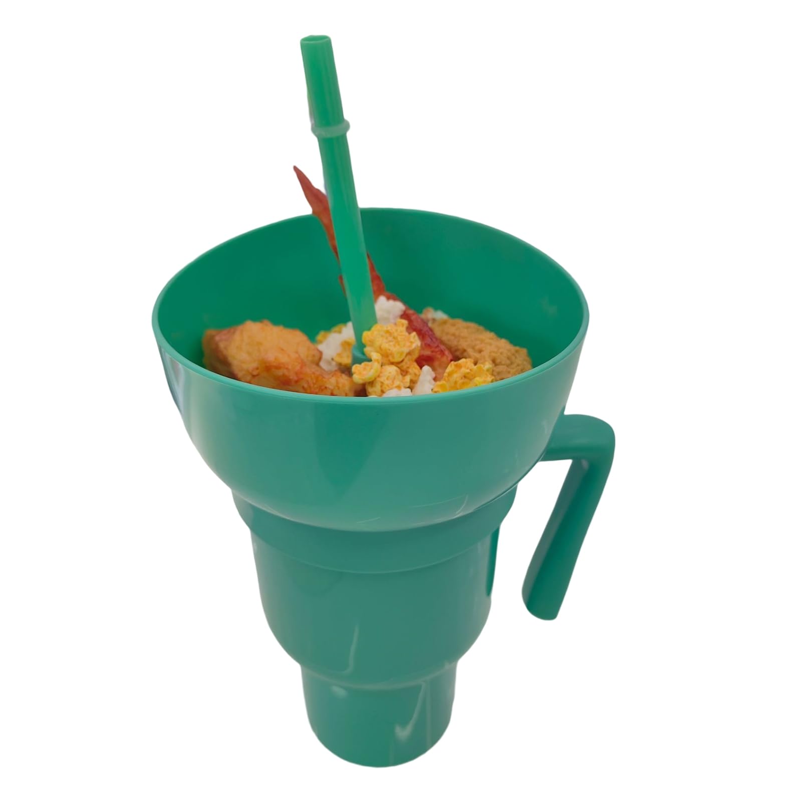 Tinysiry Dark Green Snack And Drink Cup 2 In 1 Tumbler With Snack Bowl, Leakproof Cup Reusable Cinema Beverage Popcorn Cup For Travel, Home, Stadium Tumbler For Popcorns And Drinks