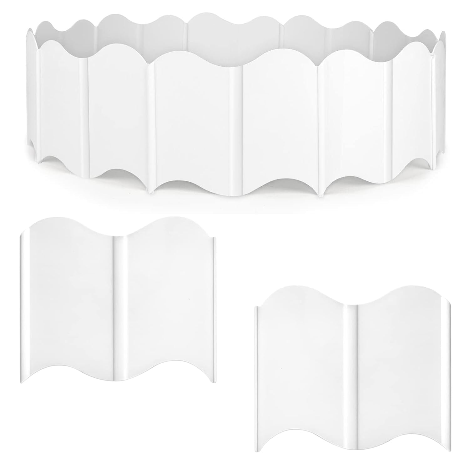 Orgrimmar Garden Edging Kit 40PCS Pound-in Interlocking White(20”x5.3”)