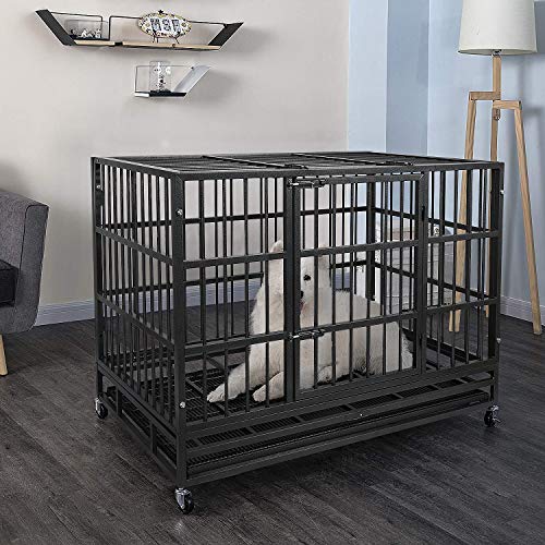 Otaid 48 Inch Heavy Duty Dog Crate Cage Kennel with Wheels, High Anxiety Indestructible Dog Crate, Sturdy Locks Design⦠- Image 2