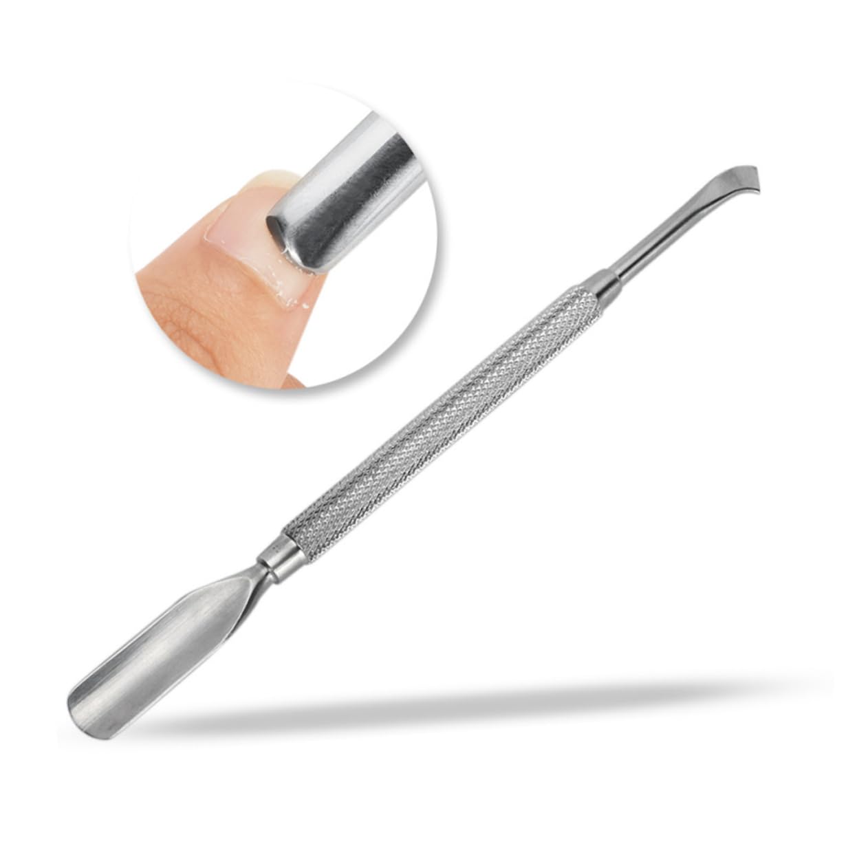 IWOWHERO Stainless Steel Nail Cuticle Pusher and Cleaner Stick Ergonomic Design for Easy Use for Dead Skin Pushing and Nail Art Polishing