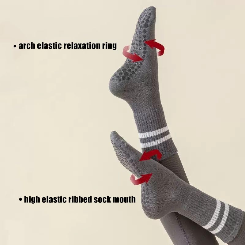 Image of QFM Grip Pilates Socks for Women Non Slip Yoga Socks Open Top Athletic Socks for Barre Ballet Barefoot Workout Hospital