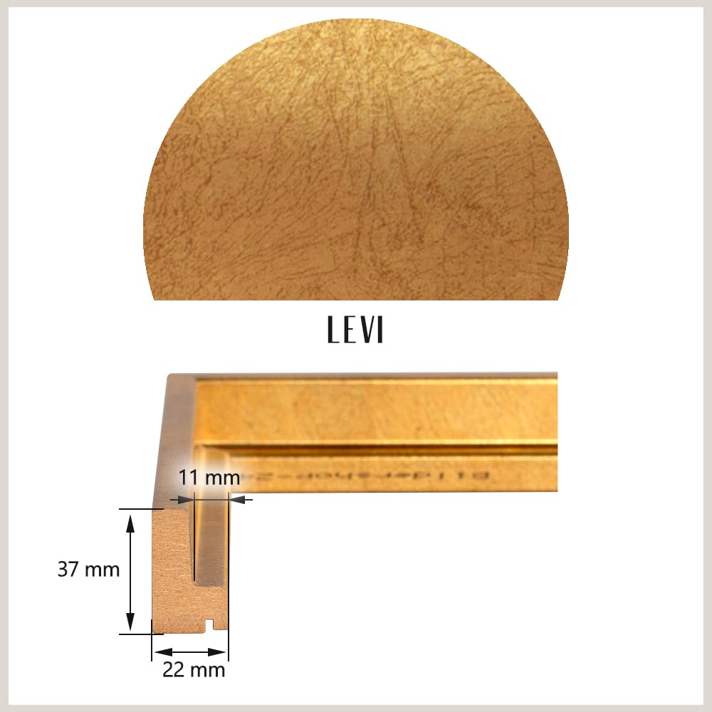 Haak Schattenfugenrahmen Levi in Blattgold 30 X 40 cm für Keilrahmenbilder und Leinwände Glanz Edition