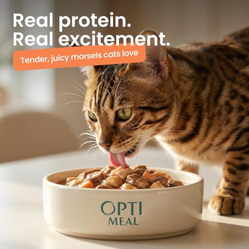 Image of Optimeal Wet Cat Food Grain Free - Chicken Tender Morsels, High Protein Premium Nutrition Made with Natural European Ingredients, Adult Cat Pouches 3oz (Pack of 12)