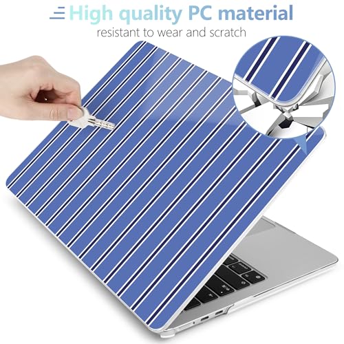 Image of MEEgoodo Case for M5 /M4 /M3 /M2 MacBook Air 13 inch 2026 2025 2024 2022, Fit Model A3449 /A3240 /A3113 /A2681, Case Compatible with MacBook Air 13.6-inch, Blue and White Stripes