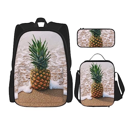 Sac à dos 3 pièces imprimé ananas OUSIKA avec trousse