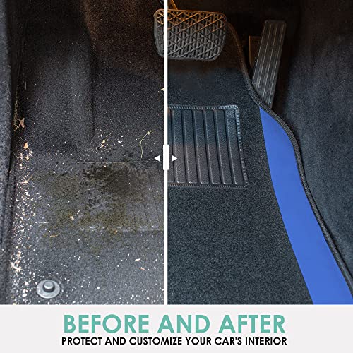 Image of FH Group Automotive Floor Mats - Universal Fit Premium Carpet Car Mats with Driver Heel Pad, Full Set for Cars, SUVs & Trucks - Blue