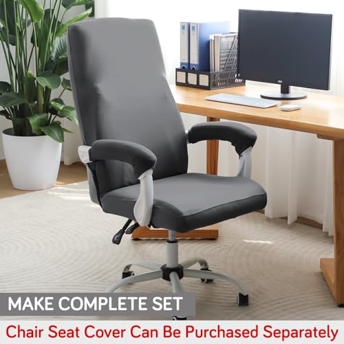 Image of HOKIPO 'SereneSolids' 140 GSM Armrest Covers for Office Chair (Zipper Style), 1 Pair, Grey (AR-5934-GRY)