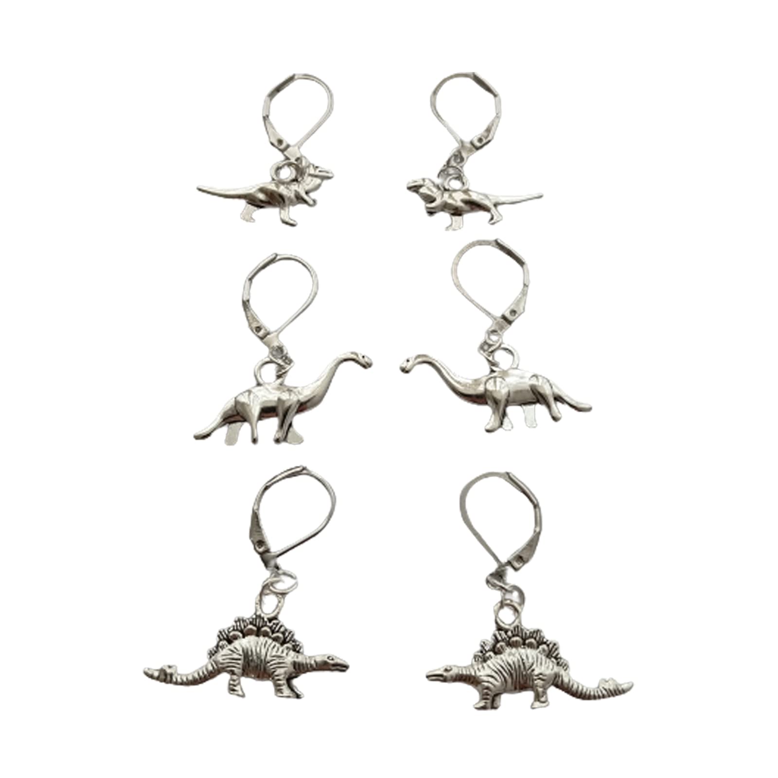 WYGUYO3 Pairs/set Ceative Dinosaur Earrings Cool Stegosaurus Raptor Ear Clip, Brontosaurus Jewelry