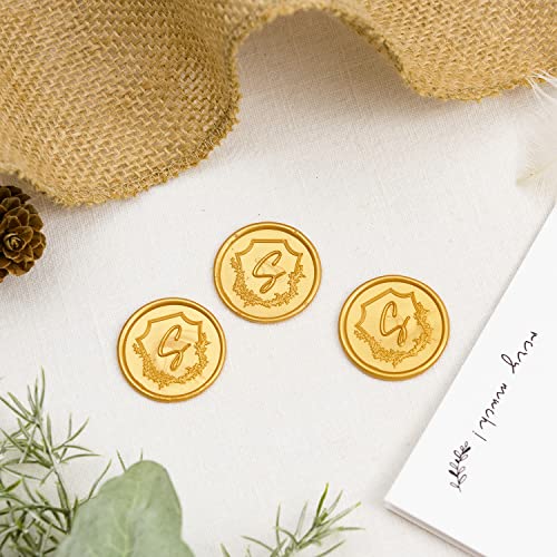 Eisumy 50 Pcs Wax Seal Stickers Champange Monogram S Envelope Seal Stickers For Wedding/Birthday/Baby Shower/Thanksgiving/Invitation/Business Envelope Sticker #TOP1