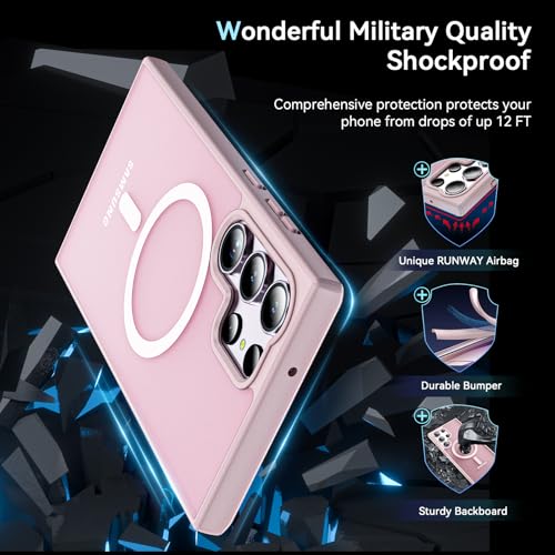 Image of OWKEY for S23 Ultra Case 6.8'', Magnetic Samsung Galaxy S23 Ultra Case for Magsafe, [Shockproof Military] Translucent Back Slim Bumper Cover Phone Case Galaxy s23 Ultra Protective case, Pink