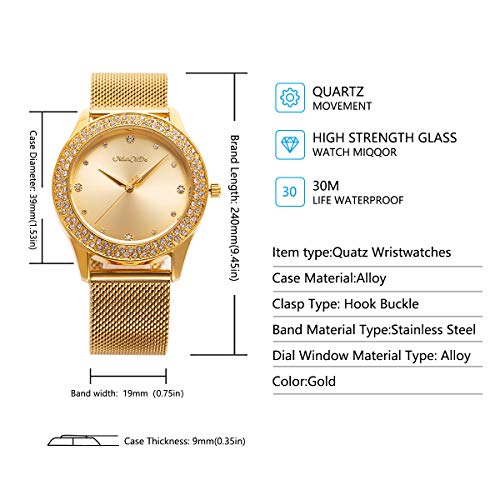 Manchda Womens Wrist Watch Crystal Case Mesh Stainless Steel Band Bling Ladies Watches Analog Quartz Diamond Classic Fashion Romantic+ Jewelry Cuff Bracelet Set Slim Thin Casual Glitter Dress Watches #TOP4