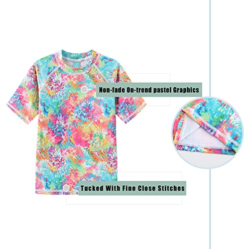Girls Rash Guard Swimsuits Short Sleeve Swim Shirt for Kids Girls One Piece Bathing Suit Swimwear 7-16 Years3