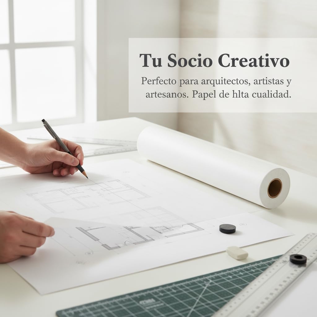 Papel Calco Transparente Alta, A1 (62cm x 23m) | papel - dibujo proyectos - manualidas - bocetos - alta transparencia - para calcar - para patrones - para trazar
