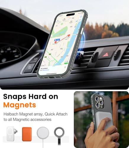 Coque iPhone 14 Pro Max magnétique grise DEERLAMN antichoc - 5