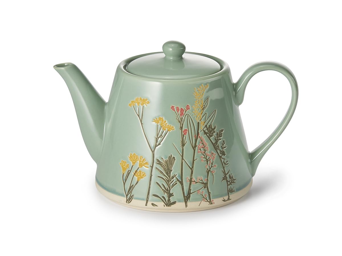 Teemando Set Kanne "Hina" Steinzeug mit Relief 0,9 l + 2 passende Tassen von Cha Cult