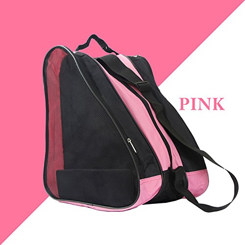 DE SHENGXIA Inline Roller Skates Carrying Shoulder Bag Ice Skating Shoes Bag Pink