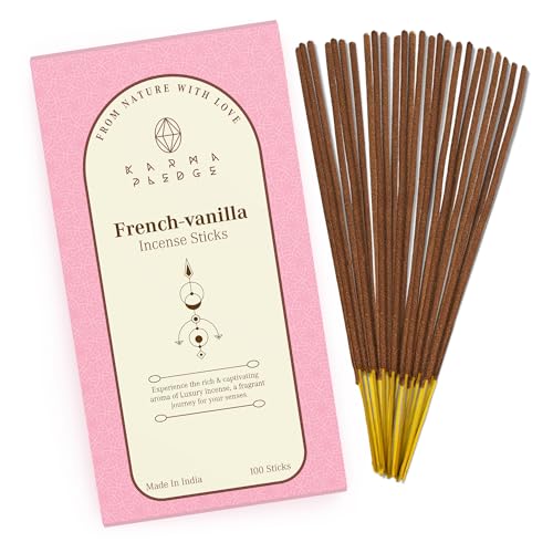 French-Vanilla-Incense-Sticks-Organic-Hand-Dipped-100-Sticks-with-Natural-Herbs-Aromatic-Ingredients-Burn-Time-45-to-60-Minutes-Incense-for-Positivity-Meditation-Relaxation-Spiritual-Gift