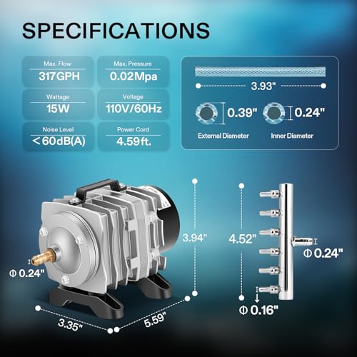 Image of VIVOSUN Commercial Air Pump for Aquarium and Hydroponic Systems