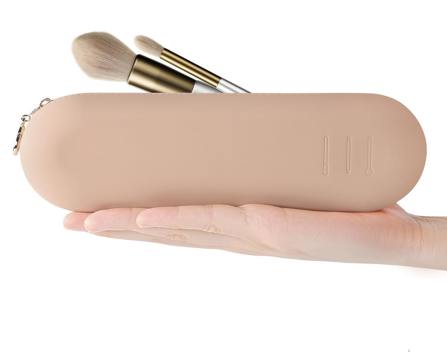 Trendy Beauty Tool Organizer Makeup Brush Holder - Silicon Travel Case, Sleek Up Brush Holder Waterproof Best Present for All Women Girl Pack of 1 (Khakhi)