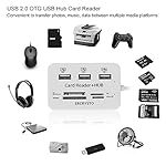 Card Reader and 3 Ports USB Hub, High Speed External Memory Card Reader (MS, Micro SD,SD/MMC,M2,TF Card), White. - Image 3