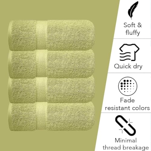Image of Sulfar 100% Combed Cotton, Quick Drying Highly Absorbent, Luxury Hand Towel Set (Pack of 4, 40 X 70 cm) Misty Green